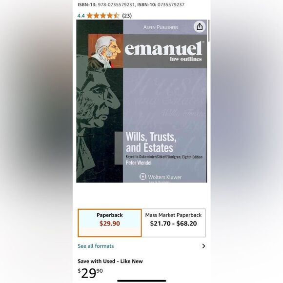 Emanuel Law Outlines: Wills, Trusts, and Estates 8th Edition - Law School - Picture 12 of 12